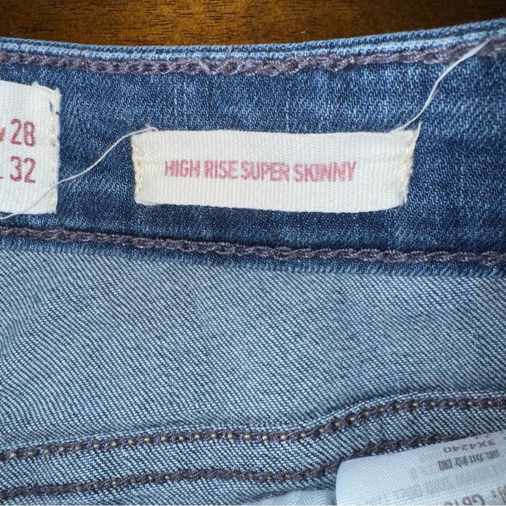 Hollister High Rise Super Skinny Distressed Blue Denim Jeans Long 7 W 28 L 32 - Picture 6 of 9